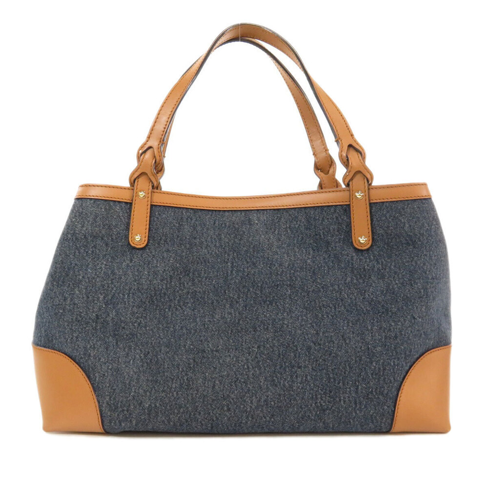 Gucci Motif Denim Tote Bag Logo Leather